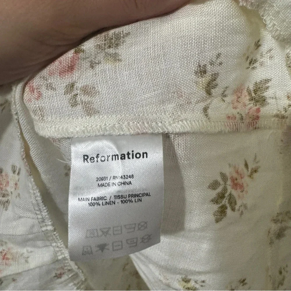 Reformation Desiree Linen Dress in Mildred White Floral Mini Size 10
